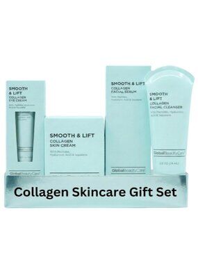 Global Beauty Care Smooth & Lift Collagen Skincare Set, Cleanser, Serum, Cream